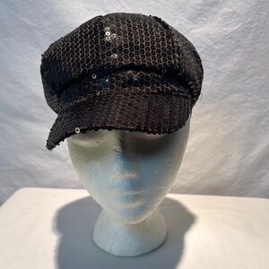Sequin Black Newsboy Cap
